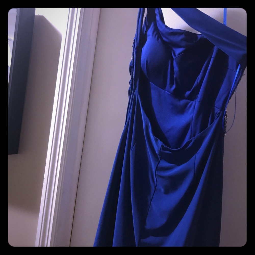 Blue formal dress.